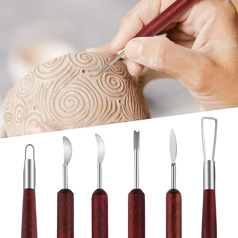 Wood Chisel Set - Kunstenaar 6-delige houten aardewerk gereedschapsset -